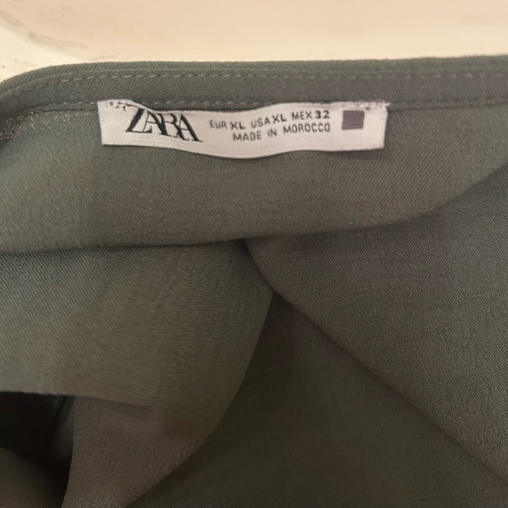 Zara Army Green Wrap Blouse, Size XL - Picture 5 of 7